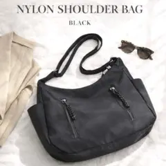 ショルダーバッグ 斜めがけ ナイロン 黒 ブラック 通勤 多機能　おしゃれ