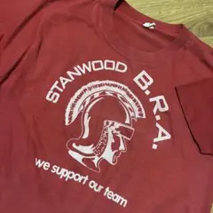 usa製8-90s剣闘士スパルタカス兜Tシャツフェード赤オールドヴィンテージS綿