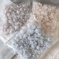 約300個×3袋 手染めビーズ 4枚花弁 すりガラス風 ブラウン グレージュ系