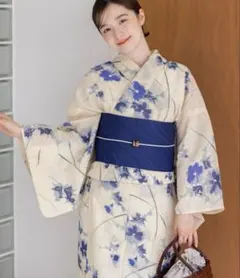 DITA 如月の桔梗 青い花柄 ☆浴衣・しわ兵児帯セット☆2025年購入