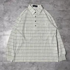 GIANNI VALENTINO 長袖ポロシャツ チェック柄 ロゴ刺繍 Mサイズのサムネイル
