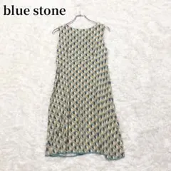 ブルーストーン　ノースリーブフレアワンピース　ロング丈　イエロー　幾何学模様　春