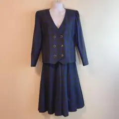 【レリアン】（SS）美品 ヴィンテージ 金ボタン ダブルジャケット セットアップ