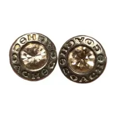 クリスタル付き円形ピアス