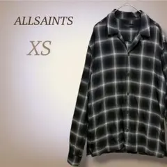 オールセインツ チェック シャツ 刺繍 ブラック とろみ 古着コーデ グランジ