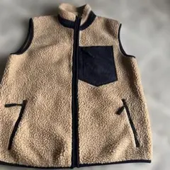 フリース ノースリーブベスト ベージュ ネイビー