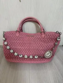 【美品！】miu miu マテラッセ クリスタル トートバッグ ピンクのサムネイル