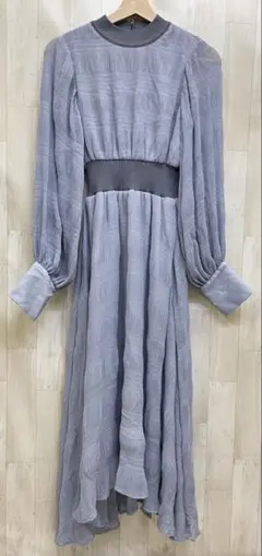 未使用 タグ付 MERCURYDUO プリーツリブ切替ボリューム袖ワンピース