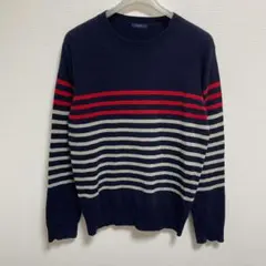 VISARUNO ボーダーニット ネイビー系 LLサイズのサムネイル