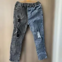 SHEIN パッチワークダメージ長ズボン 7Y