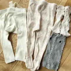 サス付きレギンス　花柄タイツ　レッグウォーマー2足