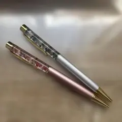 ハーバリウムボールペン 2本セット ピンク シルバー