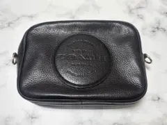COACH カメラバッグ　クロスボディー　シボ革　レザー　黒