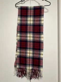 チェック柄フリンジマフラー