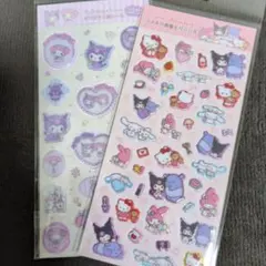 サンリオすりガラス風シール　ラメ入り樹脂もりシール2点セット