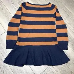 【earth music&ecology】ボーダー柄 ニットチュニック フレア裾