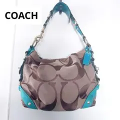 COACHコーチ シグネチャー y2kワンショルダーバッグ レガシー ターコイズ