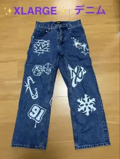 XLARGE デニムパンツ 総柄プリントのサムネイル