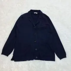 マーガレットハウエル　ミラノリブニットジャケット　カーディガン　ネイビー　M