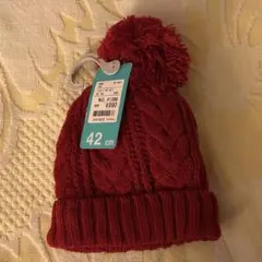 バースデイ ニットケーブルボンボン 中赤 42cm-44cm 未使用