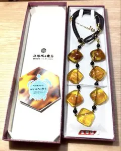 【新品】長崎老舗「江崎べっ甲店」（現在は閉店）の本甲張ネックレス（ケース入）のサムネイル