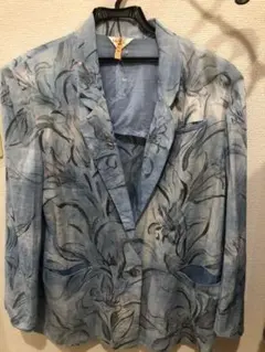 ジャケット、百合のモチーフ藍染(セットアップのスカート&インナーあります)