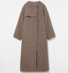 Eaphi NO COLLAR WOOL CHECK COAT