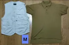 ■メンズМ カーキ色 ポロ＆ベスト