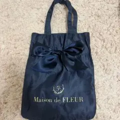 【Maison de FLEUR】 ネイビー リボントートバッグ