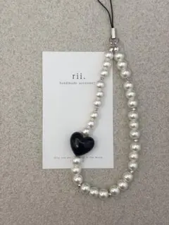 1071(再) ビーズストラップ　スマホストラップ　ハート　パール　推し活