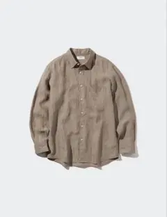 UNIQLO プレミアムリネンシャツ 長袖 33カーキ　M