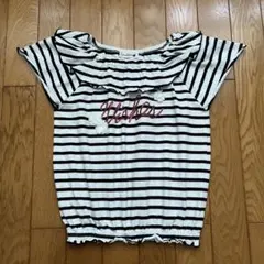 キッズ　トップス　半袖　ボーダー　白　黒130cm