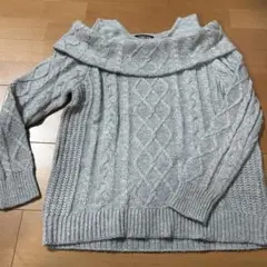 J'aime le bleu グレー ケーブルニットセーター
