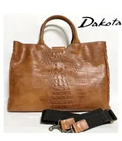 値下げ 極美品 Dakota 2way牛革型押しバッグ ショルダーA4収納