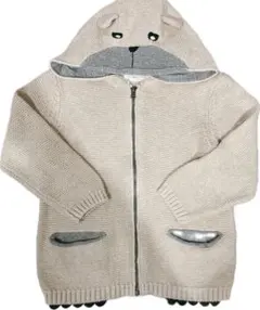 ZARA ベージュ 動物フード カーディガン 3-4歳　くまさん