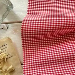 ■0.5m■延長可能■綿100％コットンギンガムチェックmini◇あか