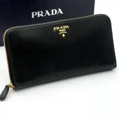 041 未使用級 PRADA 長財布 ラウンドファスナー ヴィッテロムーブ 黒 