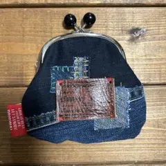 デニム リメイク　パッチワーク がま口財布