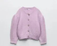 新品未使用 タグ付き！ ZARA ビジューボタン ニットカーディガン M ピンク