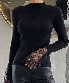 SHEIN DAZY 0XL ブラック レースフレア袖長袖トップス ニット