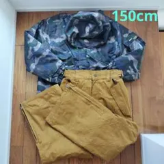 迷彩柄ジャケットと茶色パンツセット150cm