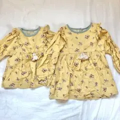 春秋 petit main 花柄フリルトップス 90/110