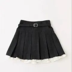 タグ付き NICE CLAUPベルト付きレイヤードプリーツミニスカート