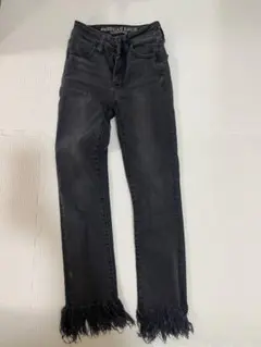 AMERICAN EAGLE ブラック フリンジ スキニーデニム Regular