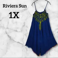 Riviera Sun【1X】 刺繍入りキャミワンピース ネイビー