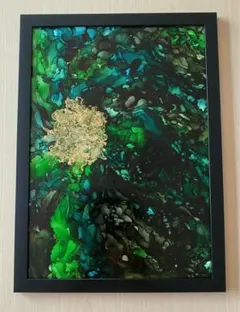 アルコールインクアート原画 抽象画　静流　青　ゴールド アルコールインクアート原画 抽象画 静流 青 ゴールド - メルカリ