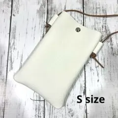 夏色ホワイト本革サコッシュスマホポシェットハンドメイド
