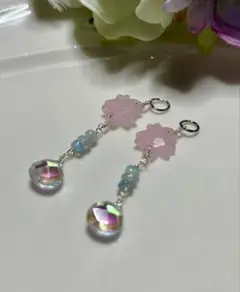 ✨天然石　さくらカービング　ピアリングチャーム　ピアス✨