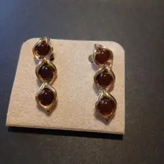 天然石3連イヤリング
