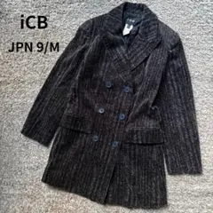 iCB ダブルブレスト 日本製 Pコート ジャケット 9号 黒　杢調スラブ織りのサムネイル